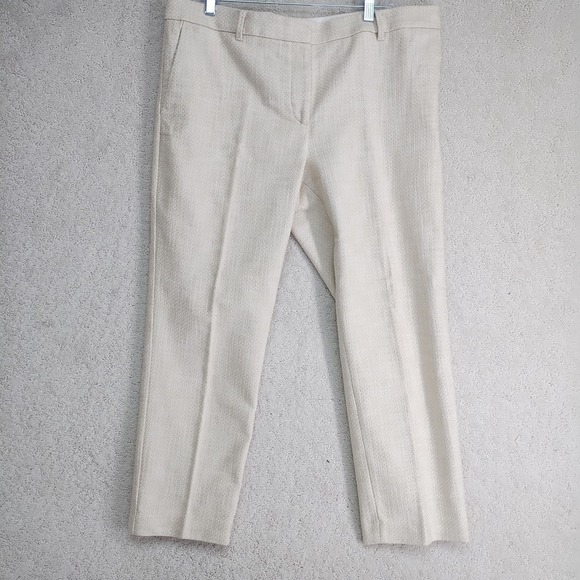 Ann Taylor Pants - Ann Taylor Pants Womens 14 Beige Textured Dress Ankle Straight Trousers